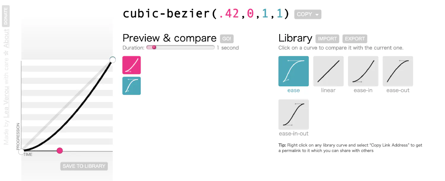 transition ease in cubic bezier curve