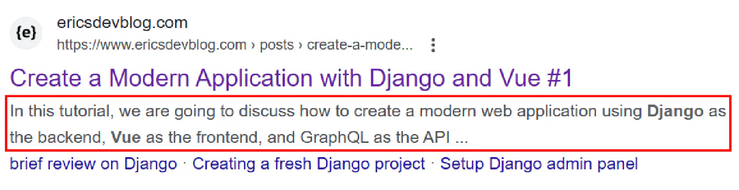 google search description