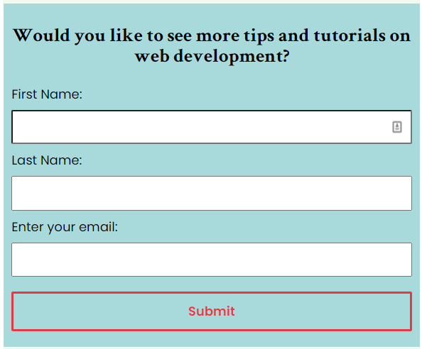 newsletter on small screen