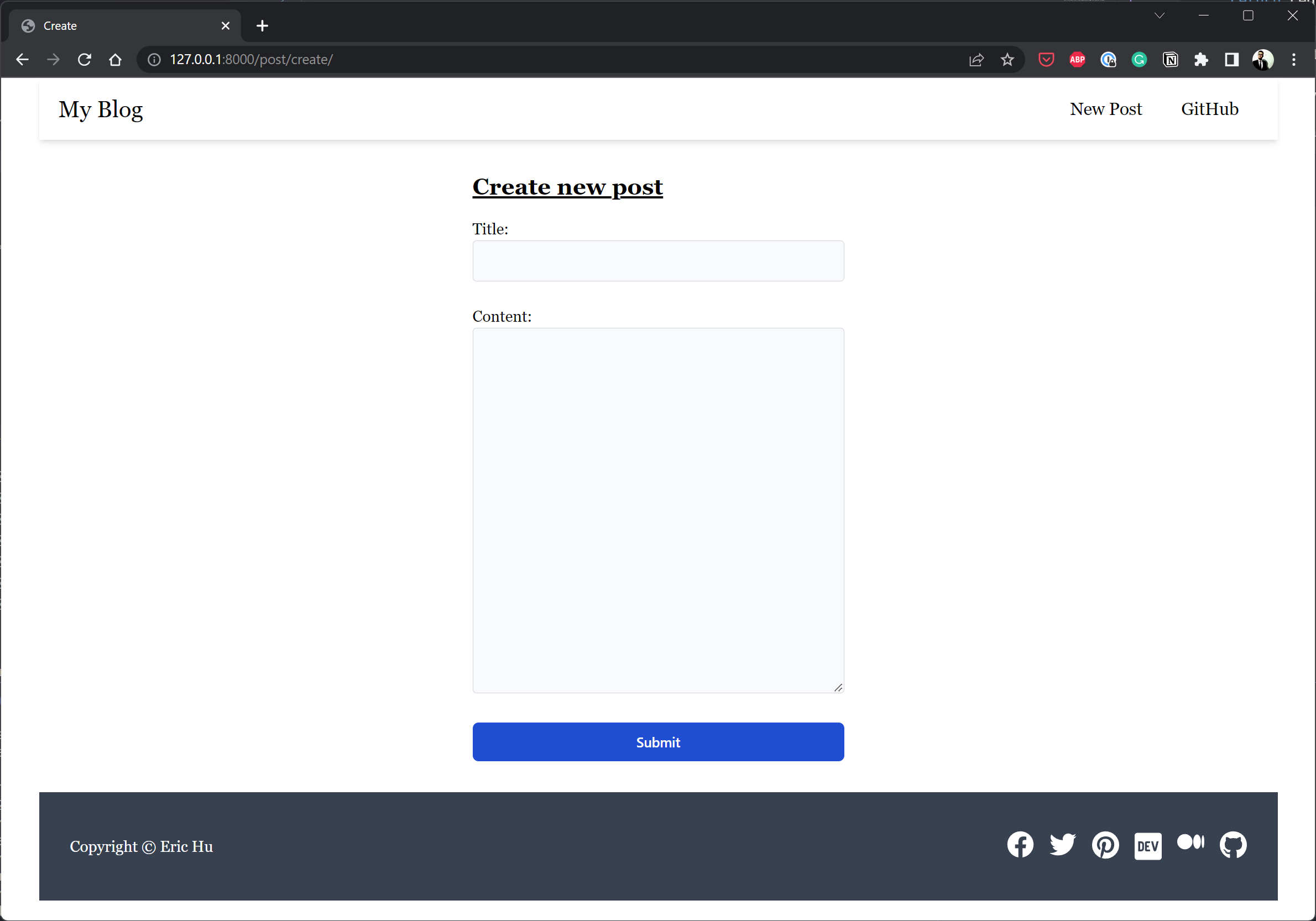 The create page