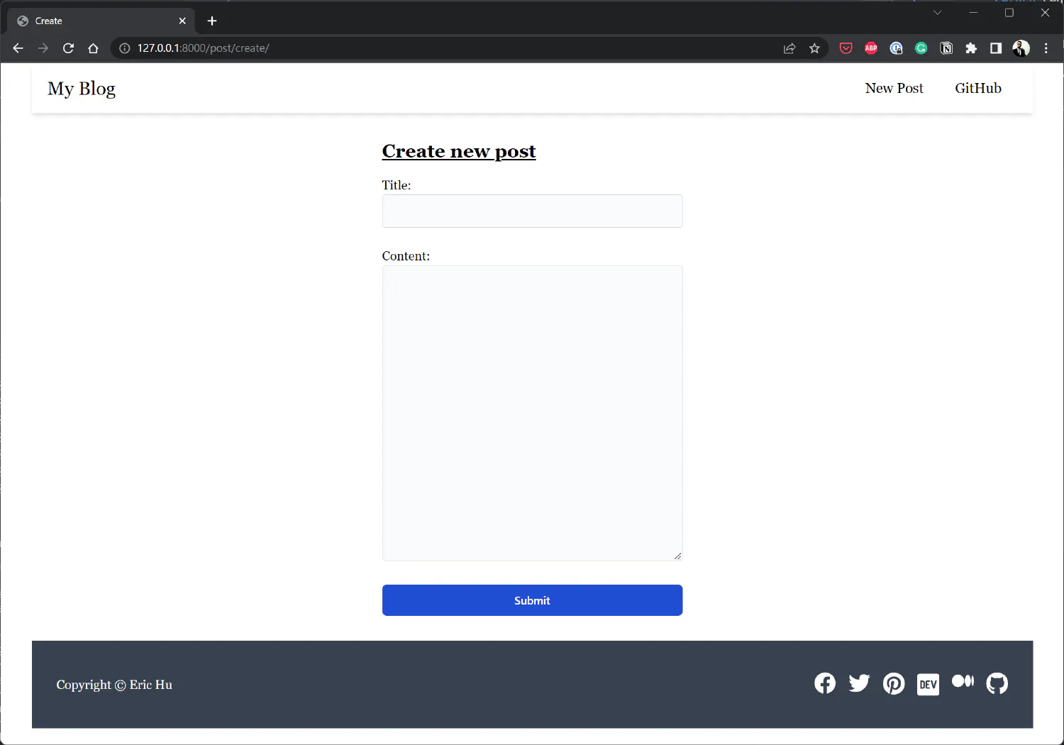 The create page
