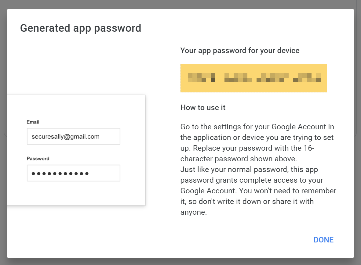 Generated app password