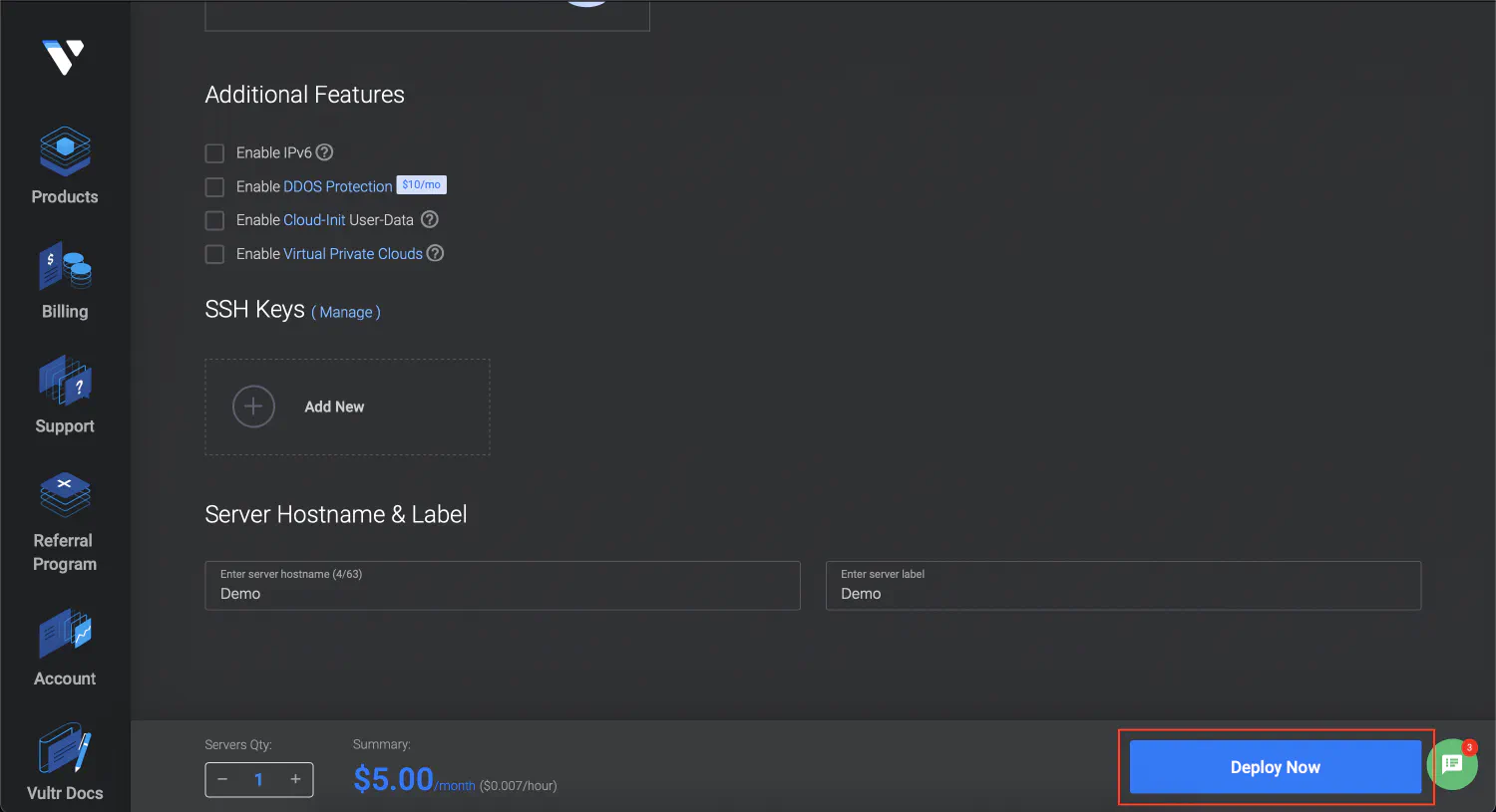 Vultr Deploy Now