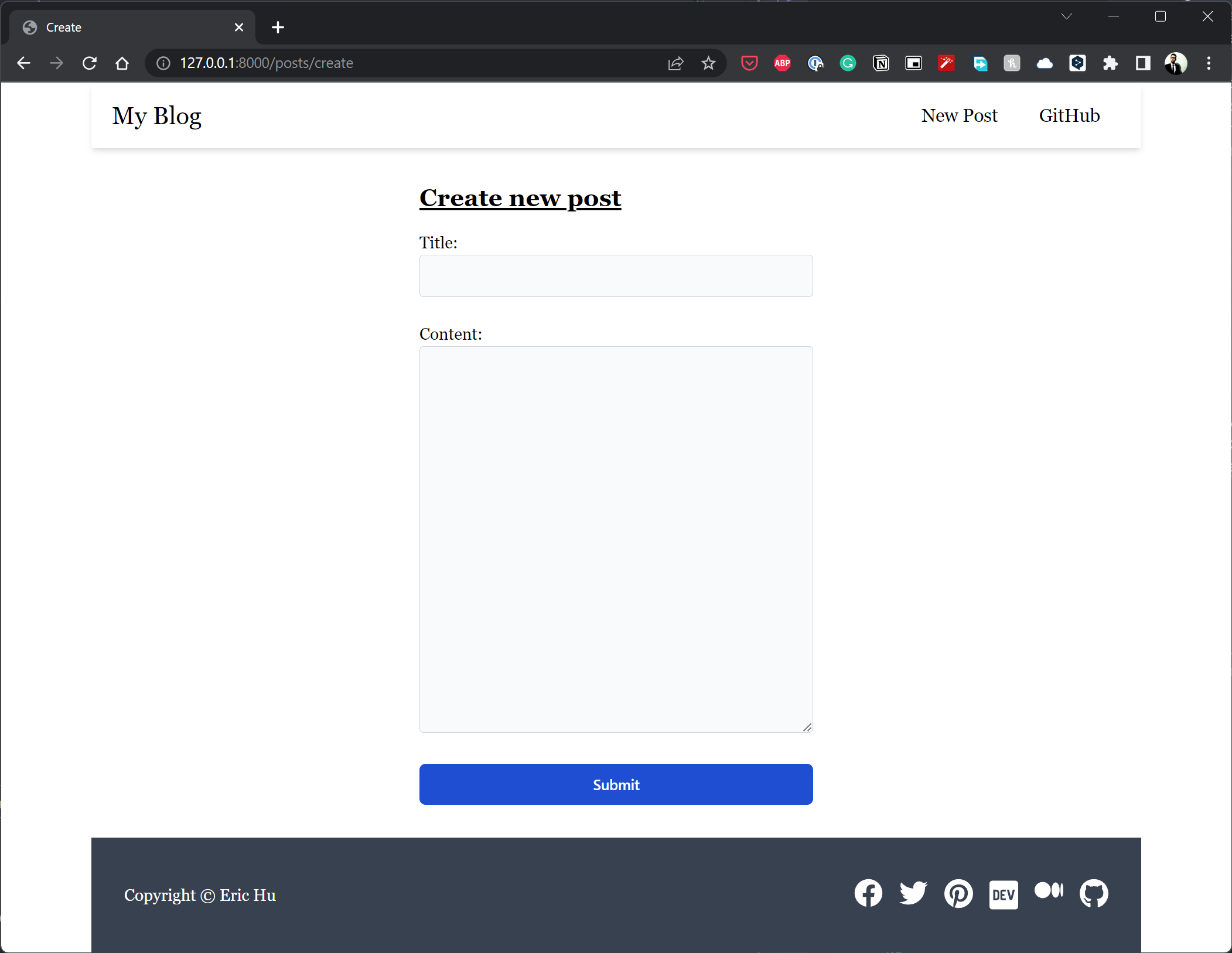 the create page